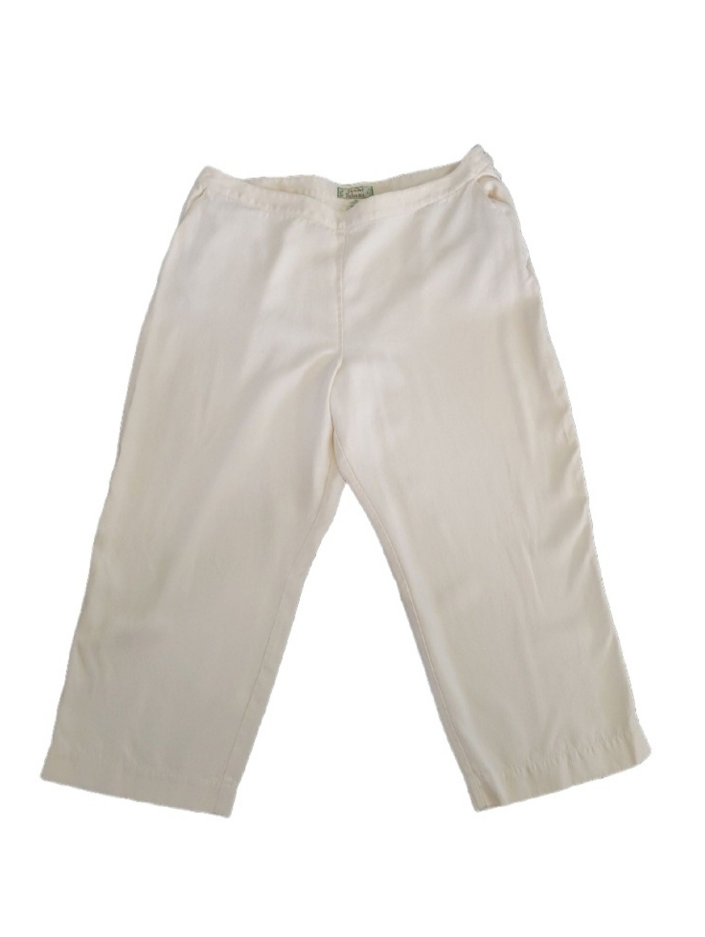 TOMMY Bahama 100% Silk Cropped Cream Capris Size 16 Resort Quiet Luxury